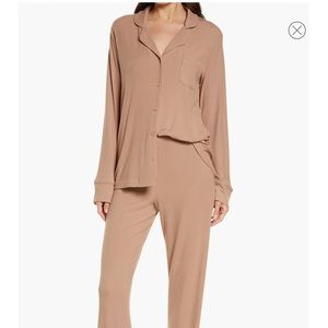 skims soft ribbed pajama set in soft gray